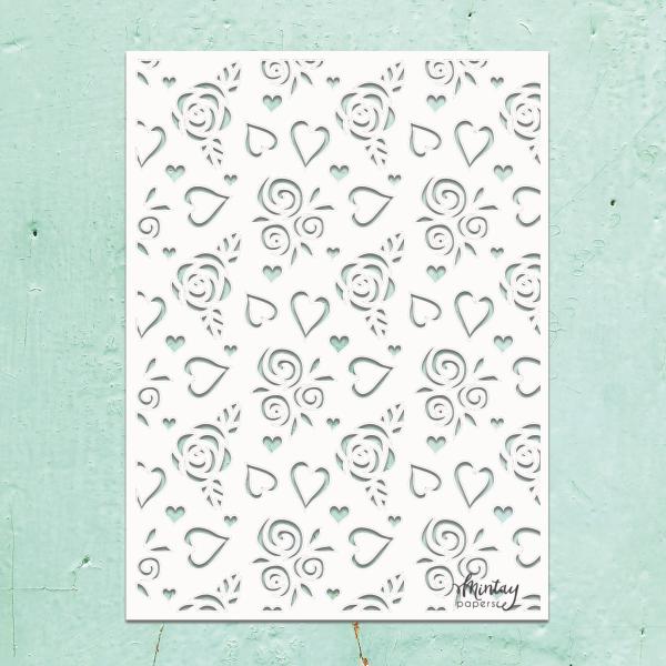 Mintay Kreativa 6x8 Stencil Hearts and Roses #27
