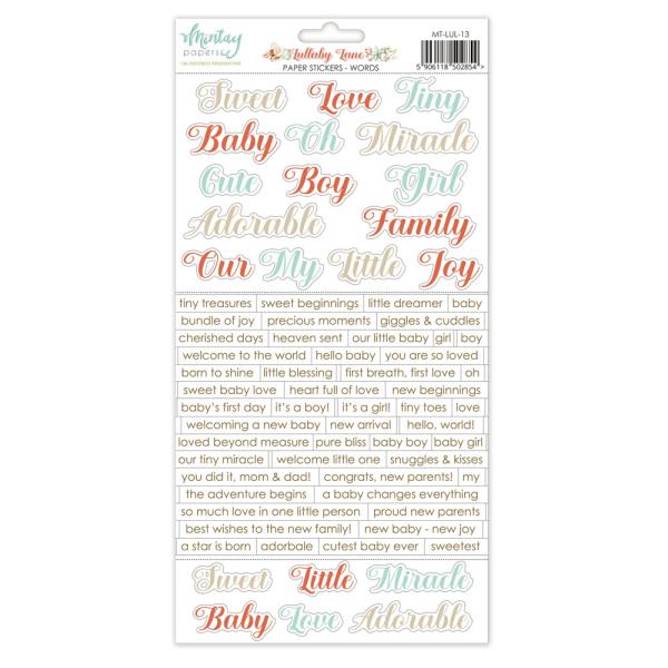 MT-LUL-13 Mintay Papers Lullaby Lane 6x12 Paper Stickers Words