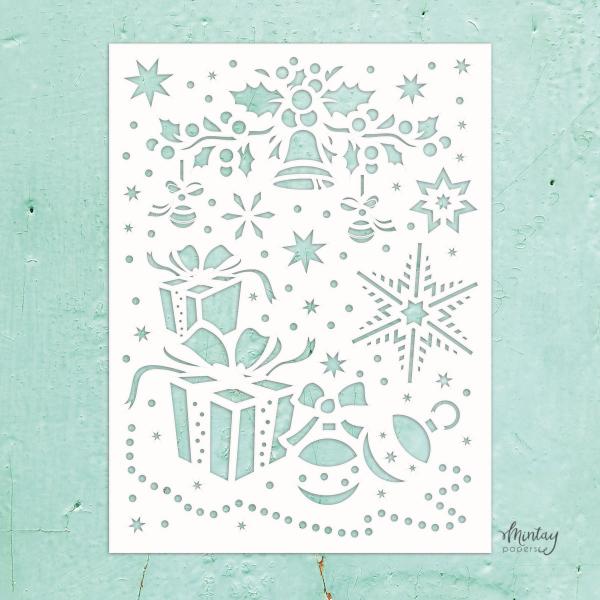 MTK-STEN-38 Mintay Kreativa 6x8 Stencil Christmas Mix