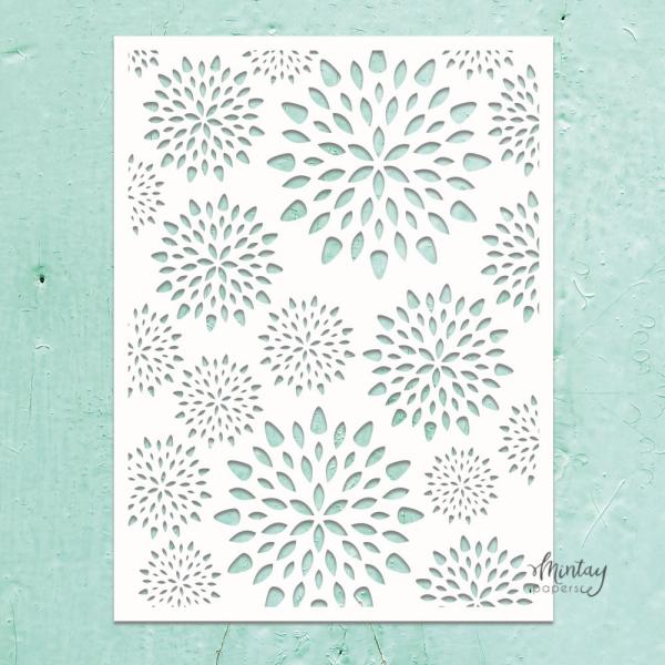 MTK-STEN-45 Mintay Kreativa 6x8 Stencil Aster Flowers